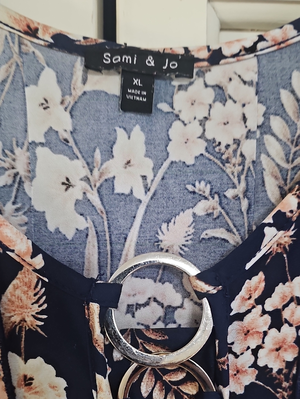 Sami & Jo Navy Floral Ring-Accent Tunic Dress - Picture 2 of 3